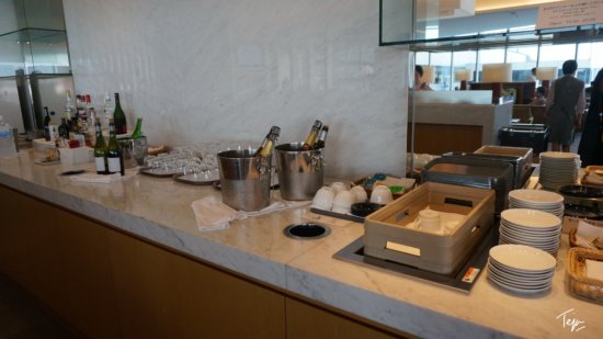 a buffet table with a variety of items