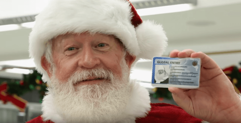 Who knew Santa stands in lines at Border Control?