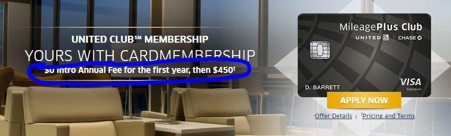 Old Offer, which is still displayed on the United site.