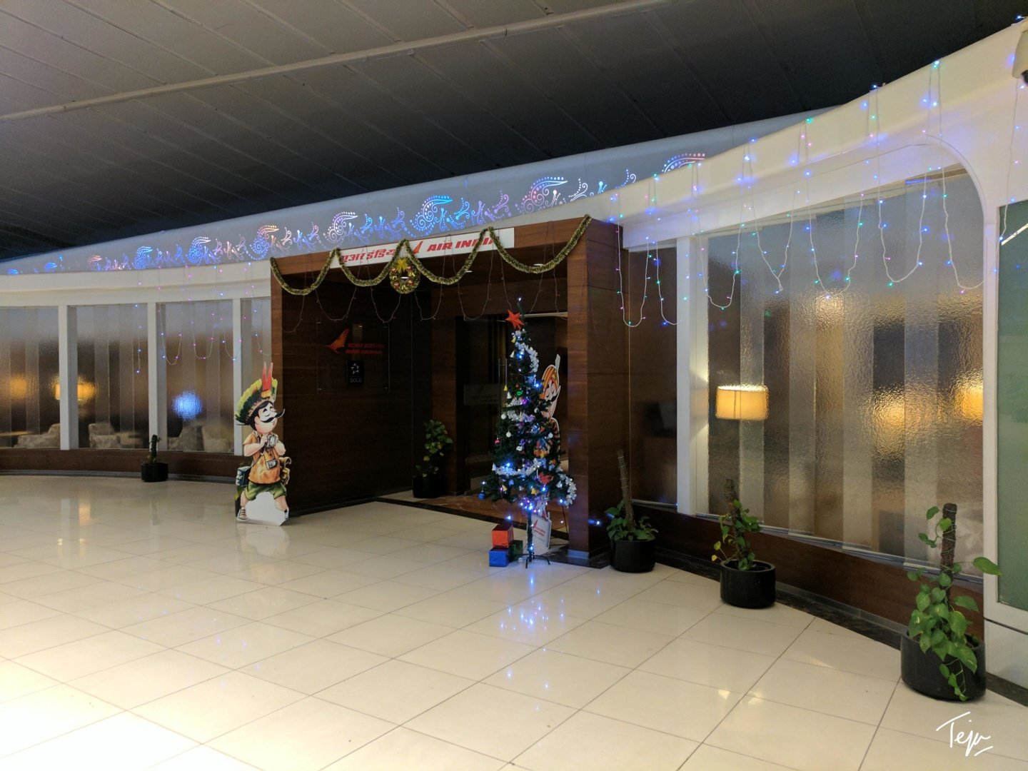 a christmas tree in a room