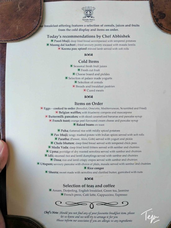 a menu with brown leather straps