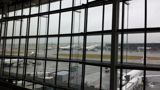 a window with many airplanes in the airport