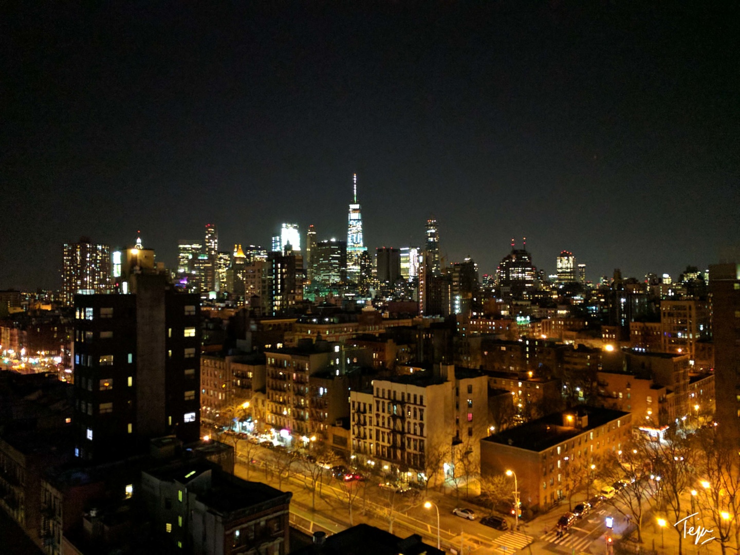 a city at night with lights