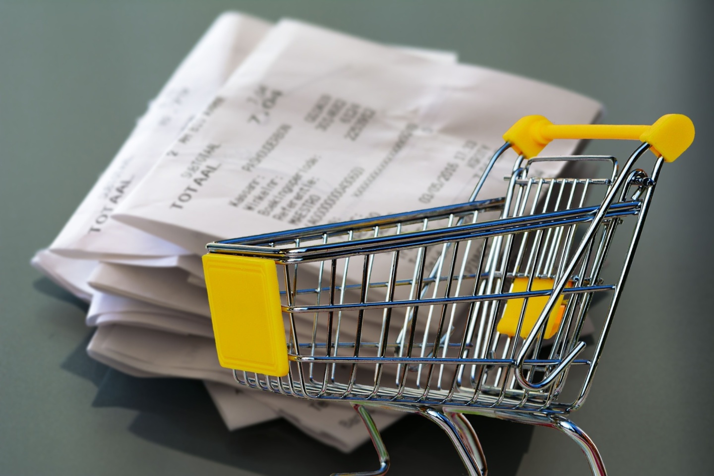 a shopping cart with receipt