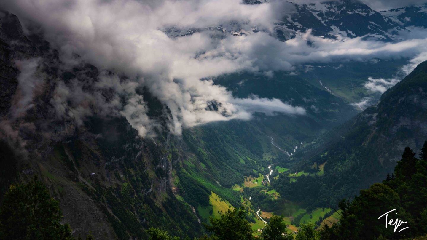clouds above a valley