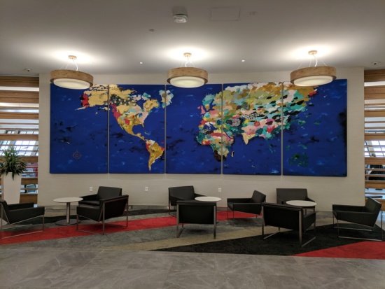 a large map of the world in a room