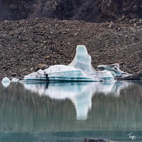 icebergs in a body of water