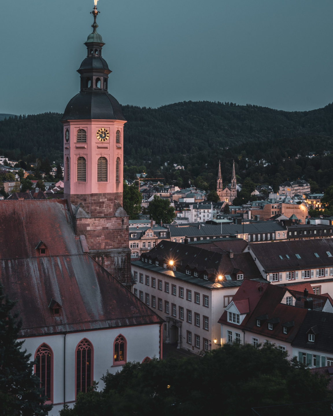 a clock tower in a city