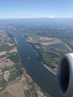 a view of a river from an airplane