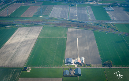 a aerial view of a farm