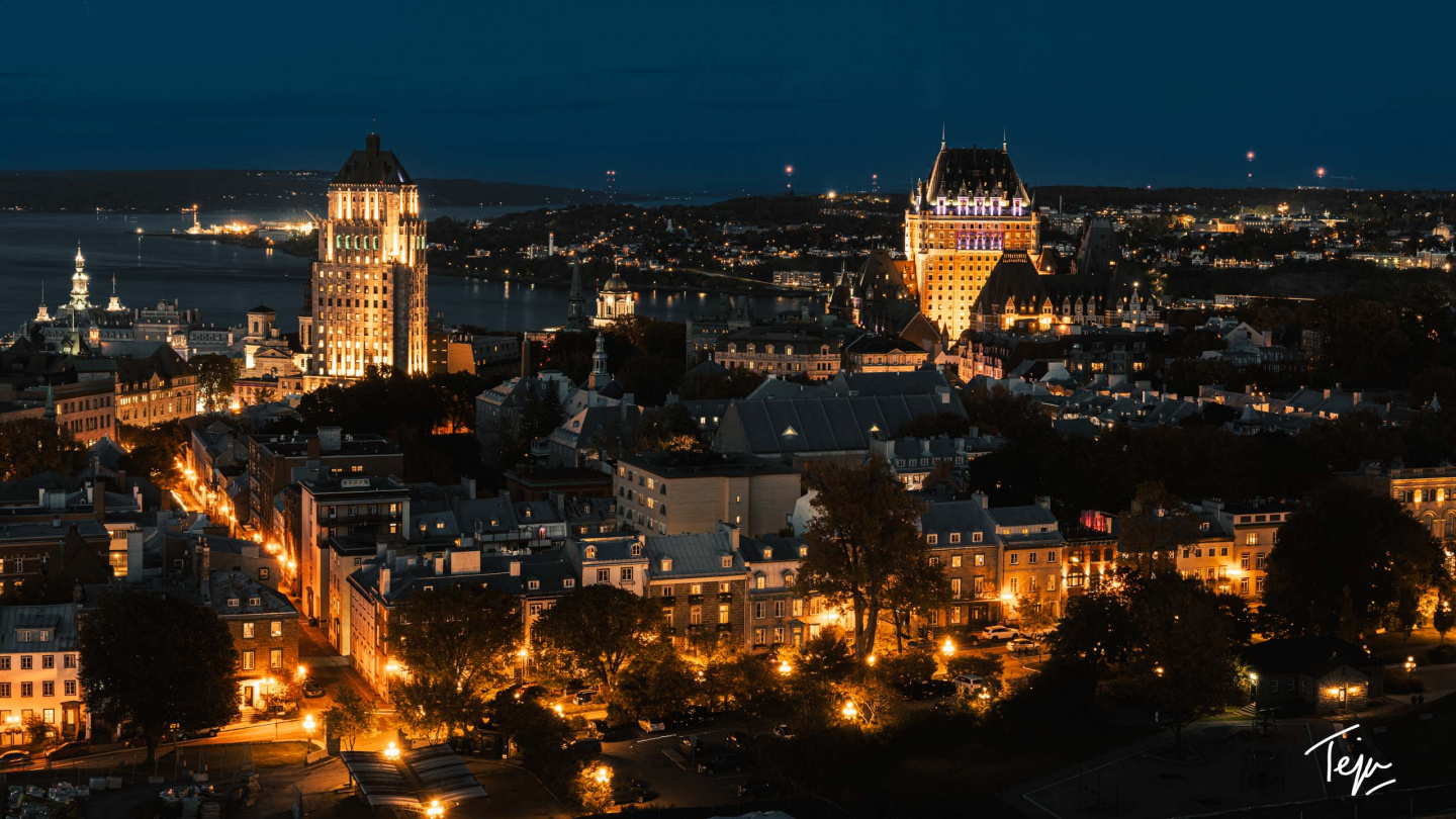a city with lights at night