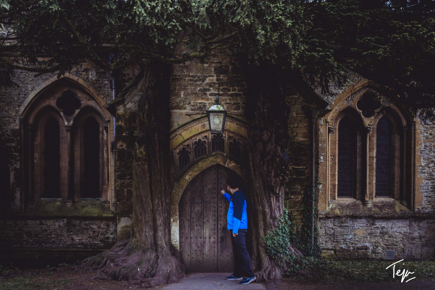 a person standing in front of a door
