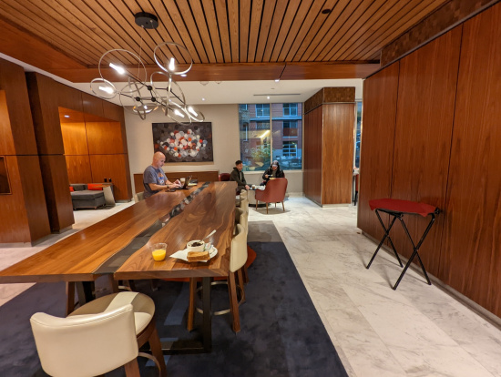 a group of people sitting at a table