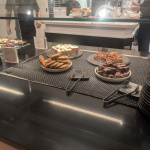 a plate of desserts on a counter