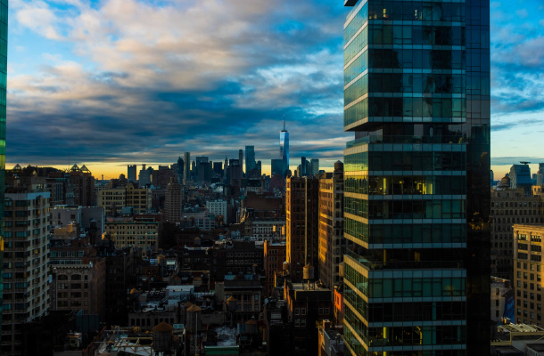 a city with tall buildings