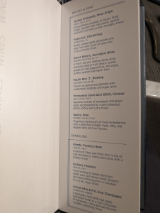 a menu of a wine list