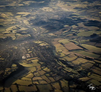 an aerial view of a large area